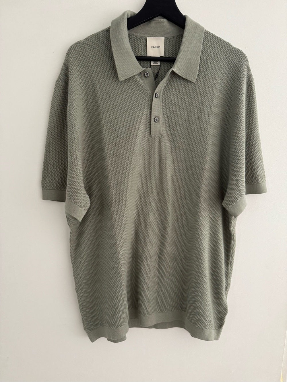 Calvin Klein Men's Light Sage Green Knit Polo %100 Cotton
